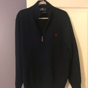 Ralph Lauren 3/4 zip sweater size Large, Blue